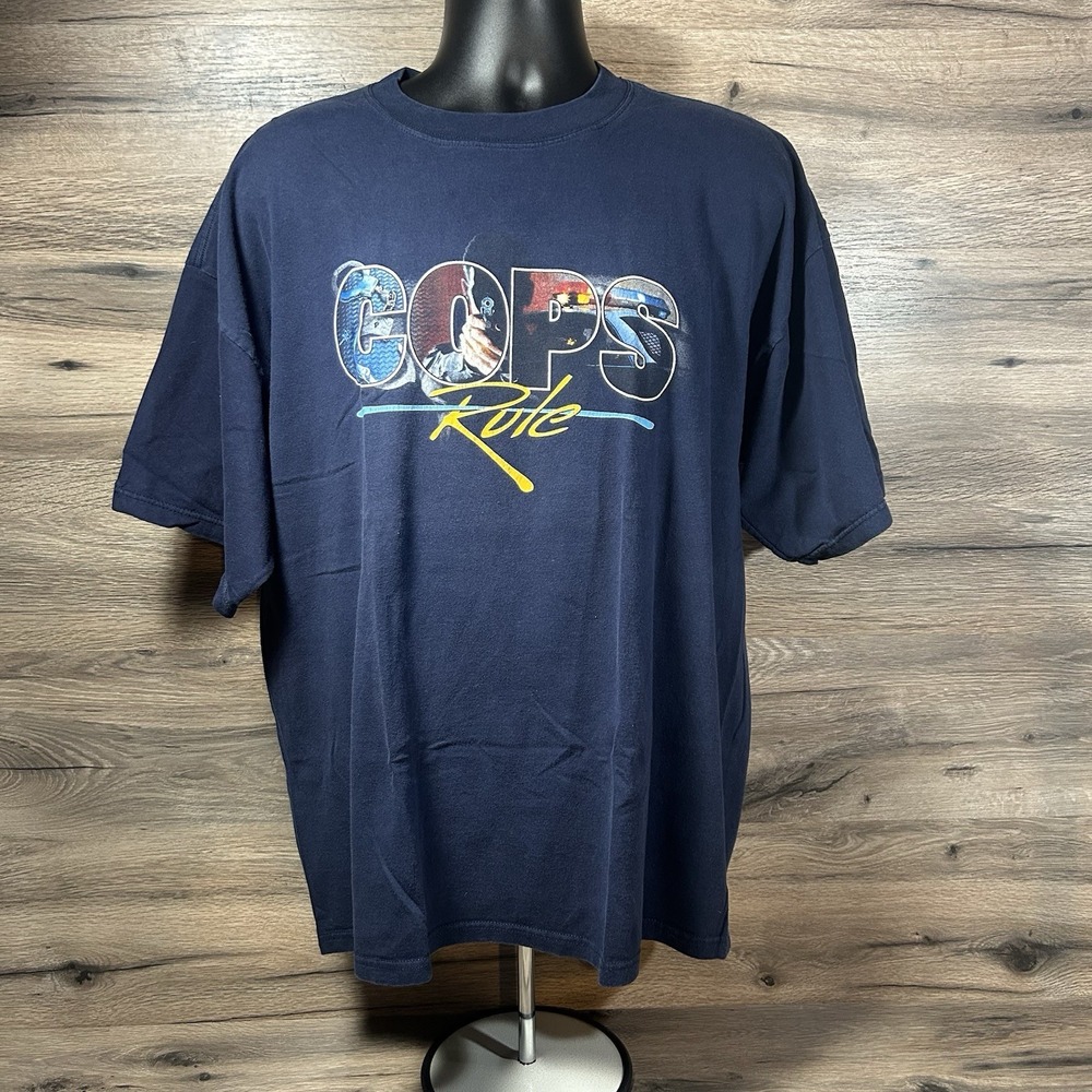 Vintage Cop Police Tshirt‎ Cops Rule Navy Size 2XL